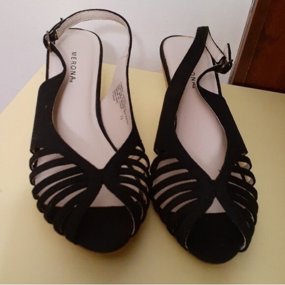 Merona black wedges sandals shoes 7.5 women's summer - Picture 1 of 4